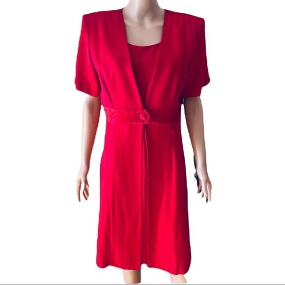 NWT Danny & Nicole 80’s Vintage Red Dress Size 14 - Picture 1 of 9
